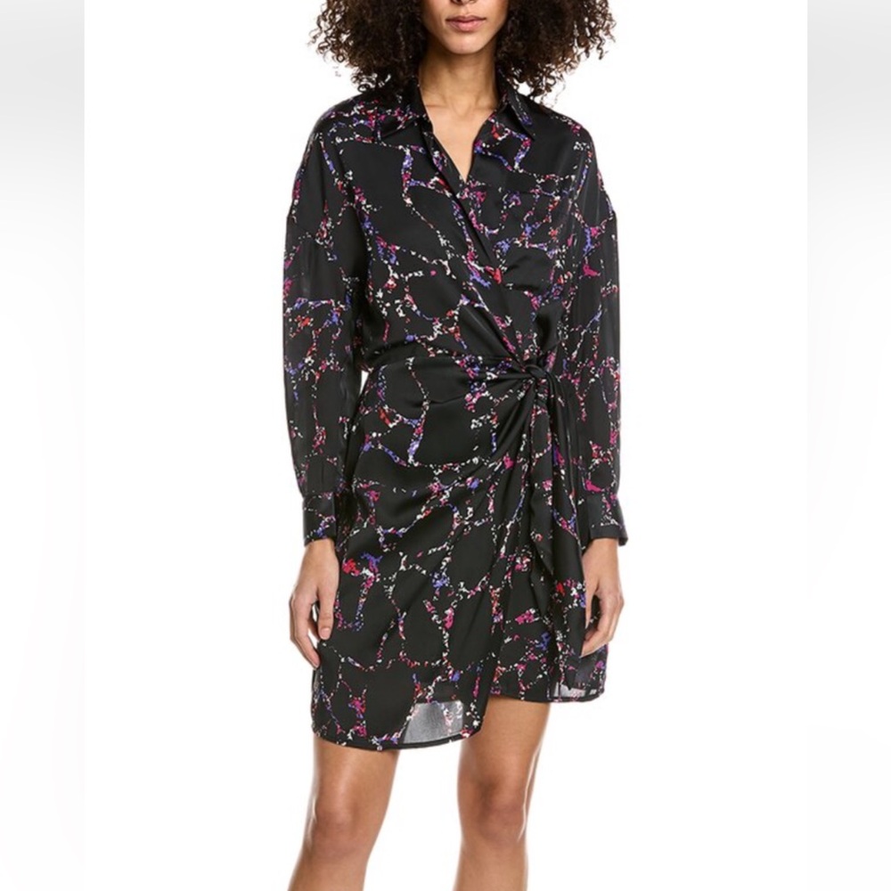 ELAN Wrapβ Mini Dress Black Size Large NWT